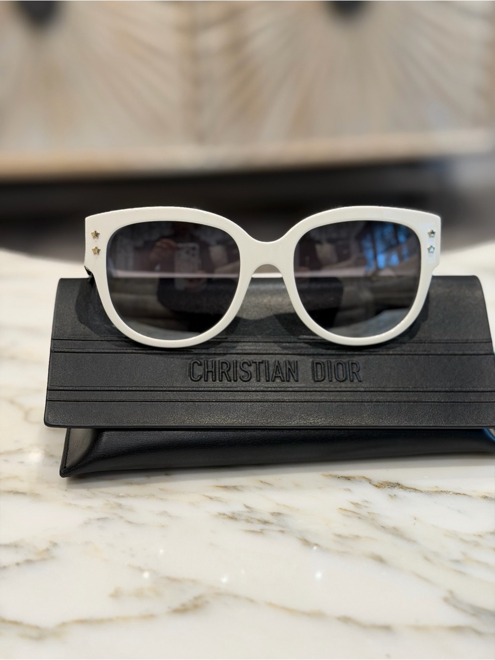 Dior White Cat-Eye White and Blue Sunglasses